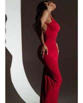 Sexy red backpack-hip dress
