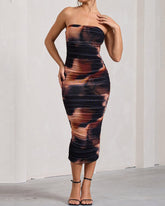 Strapless Smocked Smocked Bodycon Dress