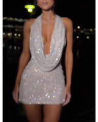 Sexy deep V-neck with hip wrap dress