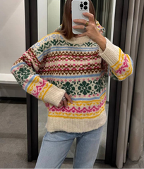 Colorful Jacquard Knitted Sweater