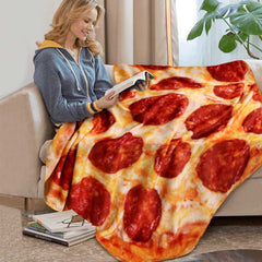 Warm coral fleece tortilla pizza blanket 200Gsm round shape lavash wool sofa plaid plush bedspread winter throw blanket