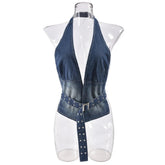 Eliane Denim Halter Top