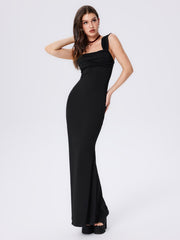 Square Neck Vest Dress Sexy Slim Fit Long Fishtail Dress