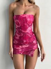 Tube Top Printed Slim Fit Hip-hugging Short Dress
