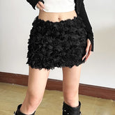 Solid Color 3D Flower Mini Skirt