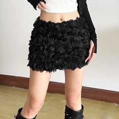 Solid Color 3D Flower Mini Skirt