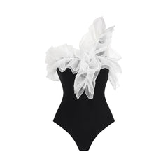 French Retro One-Piece Swimsuit