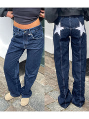 Stars Printed Pockets Denim Jeans