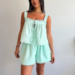 Tie Up Tank Top And Shorts Set