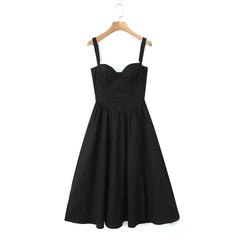 Bustier Strap Slit Midi Dress