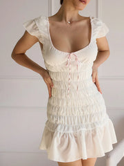 Short Sleeve Ruched Mini Dress