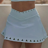 Crop High Neck Top And Mini Skirt Set