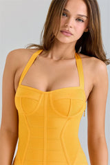 Yellow Bandage Midi Dress