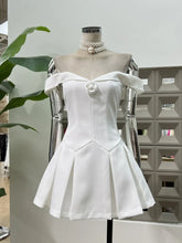 White Off Shoulder Flowers A-line Mini Dress
