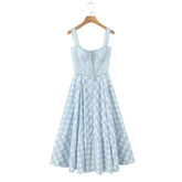 Patchwork Spliced Tie Up Strap Maxi Dress