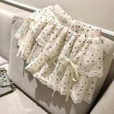 White Polka Dots Elastic Mini Skirt - Streetwear A-Line