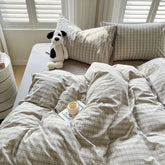 Grey Plaid Bedding Set Ins Style Nordic Duvet Cover Flat Sheet Pillowcases No Filler Full Queen Size Girls Boys Home BedSpread