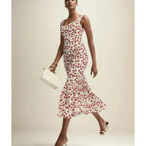Cherry Print Strap Midi Dress