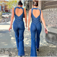 Day Dreaming Denim Heart Backless Jumpsuit