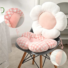 Plush Flower Cushion INS Cute Sofa Sunflower Throw Pillow Office Chair Lumbar Support Pillow Plush Car Seat Cushion