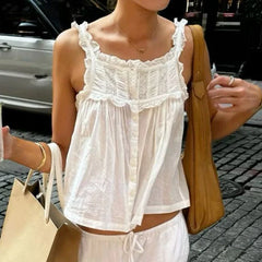 Lace Ruffle Trim Tank Top