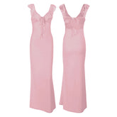 Ruffle Trim V Neck Maxi Dress