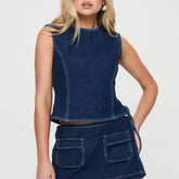 Open Back Denim Vest Top