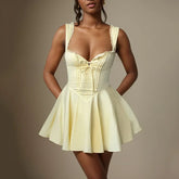 Strap Tie Up Frill Mini Dress