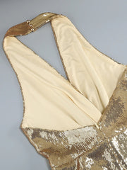 Gold Sequin Halter Jumpsuit