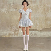 Blue Stripe Collar Mini Dress