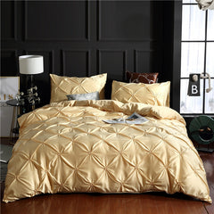 Rayon Pinch Pleated King Size Duvet Cover Set Luxury Full Twin Bedding Set Queen Pleat Single Double Bedding Sets Satin Bed Sets