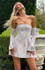 White Lace Off Shoulder Mini Dress