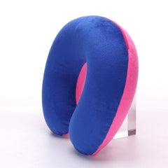 Travel Office Headrest U-shaped Inflatable Short Plush Cover + PVC Inflatable Pillow Pillow Support Cushion Neck Pillow 9 Colors