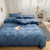 High Quality Bedding Set Skin Friendly Fabric Quilt Cover Set Single Double King Size Solid Color Duvet Cover Set