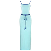 Blue Two Tone Cami Top And Maxi Skirt Set