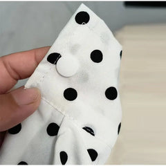 White Polka Dot Zipper Jacket And Shorts Set