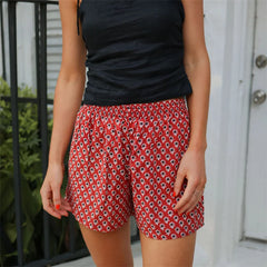 Bohemian Patterned Elastic Waist Lounge Shorts - Summer Comfort