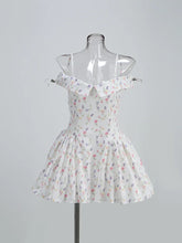 White Floral Print Off-Shoulder Mini Dress