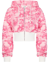 Camouflage Crop Hoodie And Track Pants Set