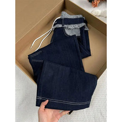 Plaid Patchwork Denim Pants