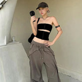 Black Cut Out Hook Corset Top