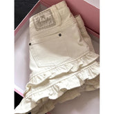 White Denim Frill Shorts
