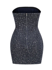 Strapless Denim Sequin Mini Dress