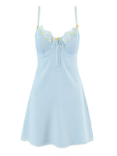 Blue Plaid Lace Up Babydoll Mini Dress