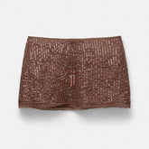 Sheer Strap Sequin Top Lace Up Mini Skirt Set