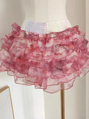 Strapless Corset Top And Ruffles A-line Mini Skirt Set