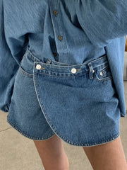 Denim Wrap Mini Skirt