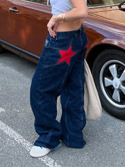 Stars Printed Pockets Denim Jeans