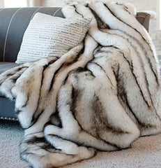 High-end Faux Fur Blanket fluffy fox fur bed cover Plush sofa blankets twice layer plaid Bed duvets sofa cover for home decor