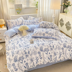 Korean Style Seersucker Washed cotton Bedding Set Girls Twin Queen Size Duvet Cover Bed Linens Kids Fashion